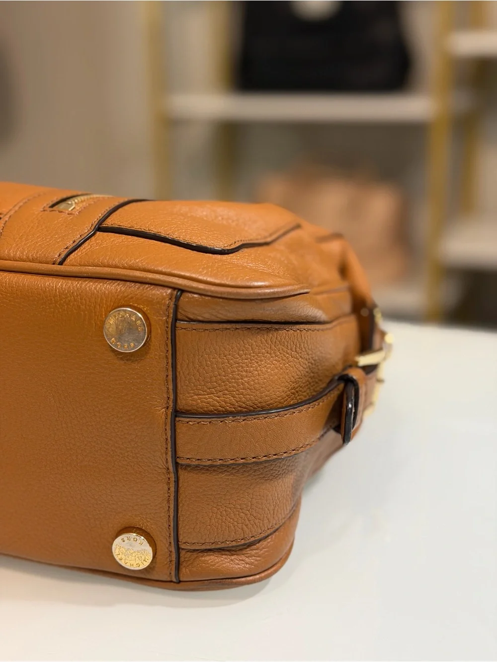 Michael Kors Julia Pebbled Leather Satchel with Scarf Accent
